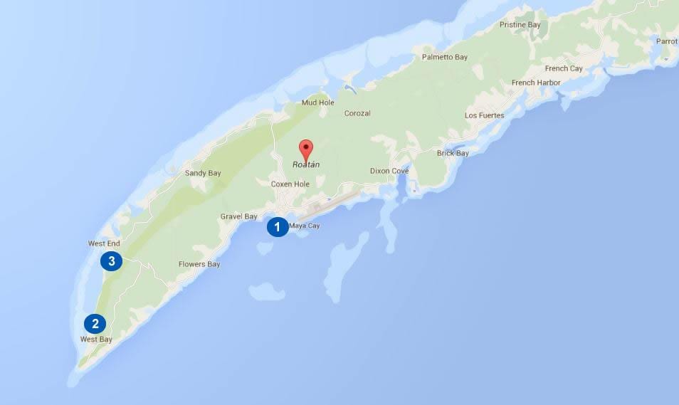નકશો હોન્ડુરાસ અને roatan