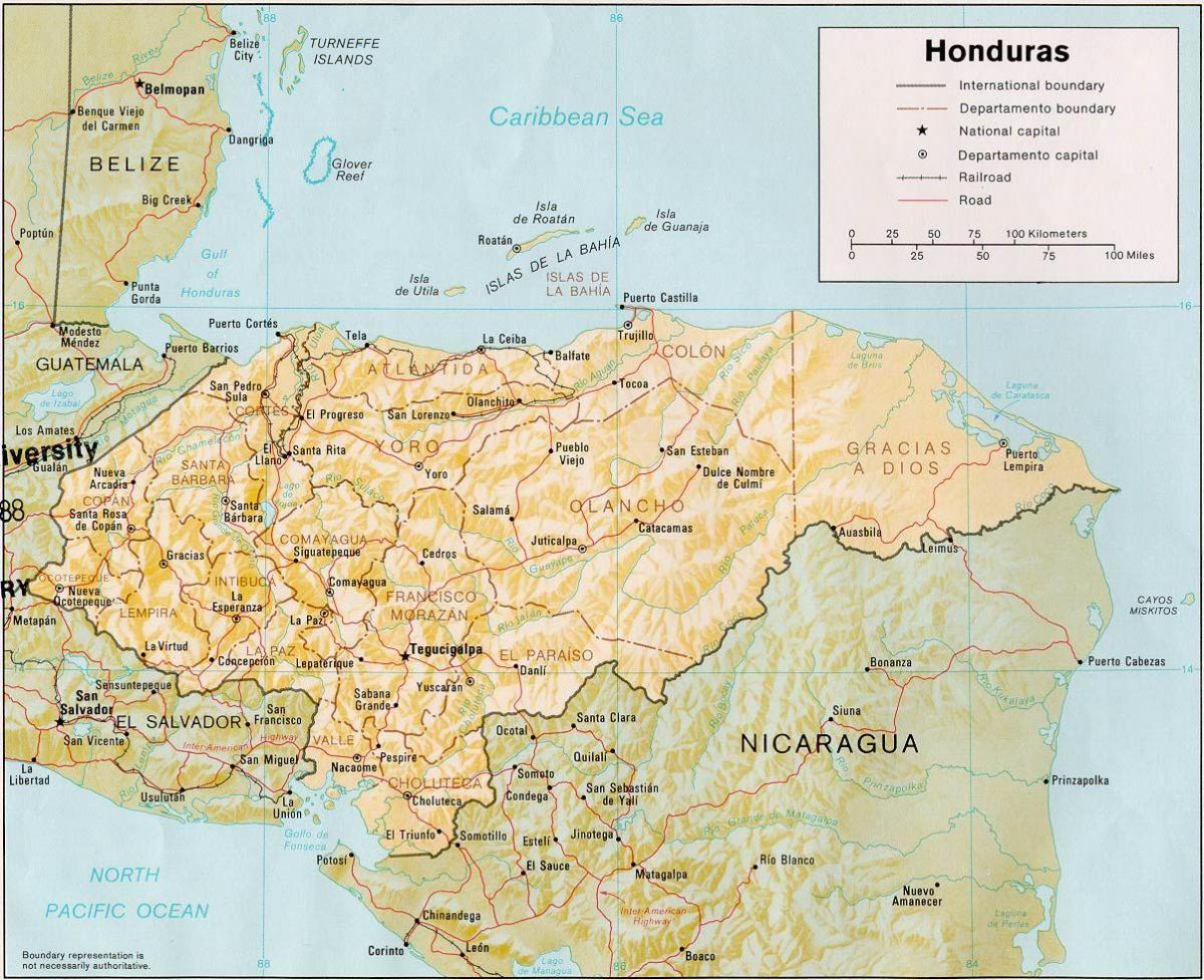 roatan ખાડી આઇલૅંડ્સ હોન્ડુરાસ નકશો