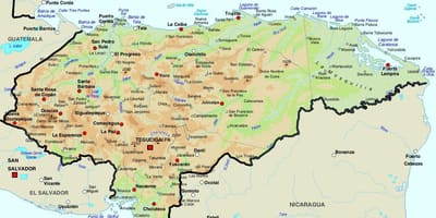 નકશો હોન્ડુરાસ અને આસપાસના દેશોમાં